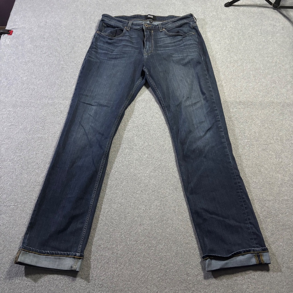Paige Normandie Straight Leg Jeans Mens 34 Blue Pike Wash Designer Denim M657697